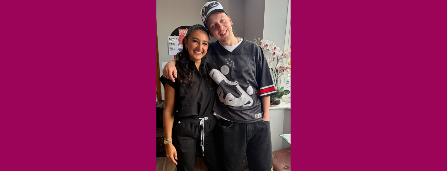 Rapper Aitch with Nadia at Sale Dental Spa in Manchester