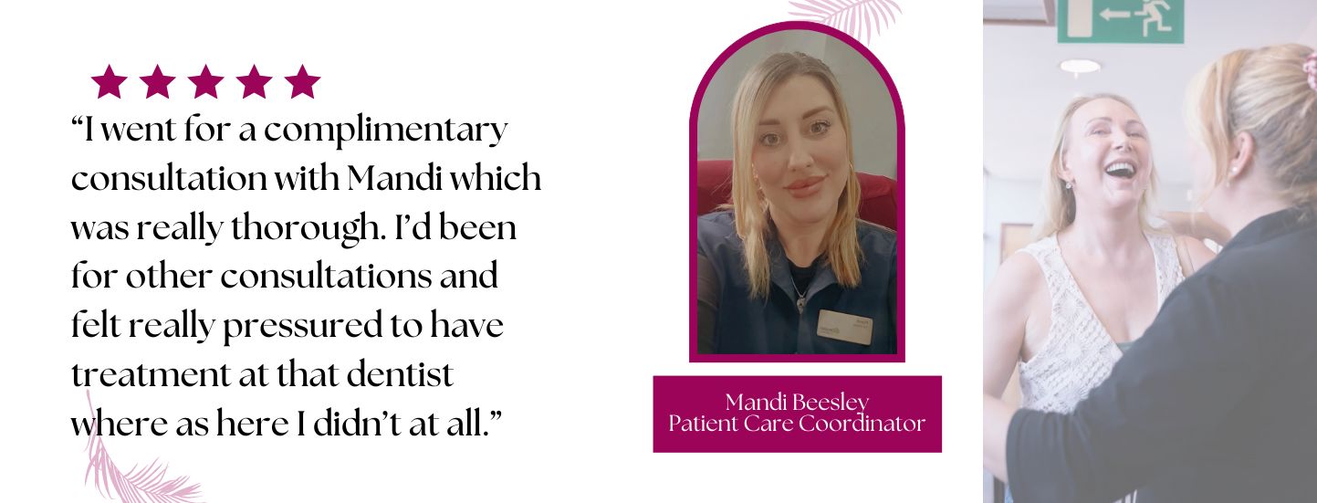 Mandi, patient care coordinator at Sale Dental Spa with patient testimonial about smile makeover consultation and Invisalign treatment planning